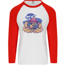 Magic Mushroom Hands Mycology Trippy Mens L/S Baseball T-Shirt White/Red