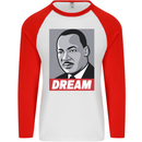 Dream Martin Luther King Black Lives Matter Mens L/S Baseball T-Shirt White/Red