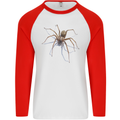 Gruesome Spider Halloween 3D Effect Mens L/S Baseball T-Shirt White/Red