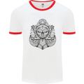 Anchor Skull Sailor Sailing Captain Pirate Ship Mens Ringer T-Shirt White/Red