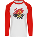 Torn Angola Flag Angolan Day Football Mens L/S Baseball T-Shirt White/Red