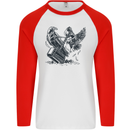 Hammer and Raven Vikings Mens L/S Baseball T-Shirt White/Red