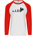 Motorbike Evolution Funny Biker Motorcycle Mens L/S Baseball T-Shirt White/Red