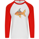 Shark Wannabe Funny Goldfish Sea Fishing Mens L/S Baseball T-Shirt White/Red