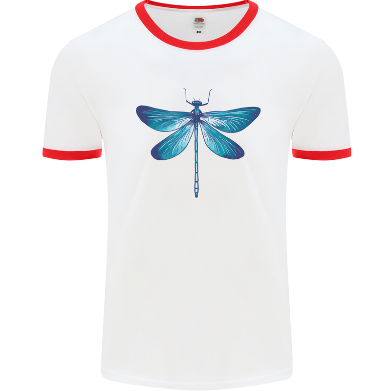 A Blue Dragonfly Mens Ringer T-Shirt White/Red