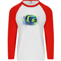 A Ferret Watercolour Mens L/S Baseball T-Shirt White/Red