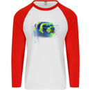 A Ferret Watercolour Mens L/S Baseball T-Shirt White/Red