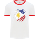 Torn Philippines Flag Philipino Day Football Mens Ringer T-Shirt White/Red