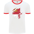 Torn Flag Sark Mens Ringer T-Shirt White/Red