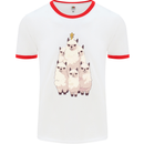 Llama Christmas Tree Xmas Mens Ringer T-Shirt White/Red