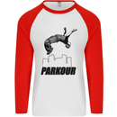 Parkour Free Running Break the Limit Mens L/S Baseball T-Shirt White/Red