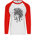 Eagle Ornithology Bird of Prey Mens L/S Baseball T-Shirt White/Red