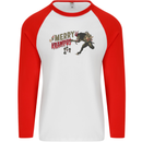 Merry Krampus Funny Christmas Xmas Mens L/S Baseball T-Shirt White/Red