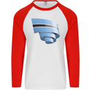 Curled Botswana Flag Batswana Day Football Mens L/S Baseball T-Shirt White/Red