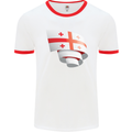 Curled Georgia Flag Georgian Day Football Mens Ringer T-Shirt White/Red