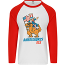 Amerisaurus T-Rex Dabbing Uncle Sam USA Mens L/S Baseball T-Shirt White/Red