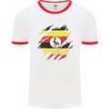 Torn Uganda Flag Ugandan Day Football Mens Ringer T-Shirt White/Red