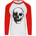 Human Skull Mens L/S Baseball T-Shirt White/Red