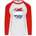 Torn Netherlands Flag Holland Dutch Day Football Mens L/S Baseball T-Shirt White/Red