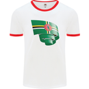 Curled Dominica Flag Dominican Day Football Mens Ringer T-Shirt White/Red