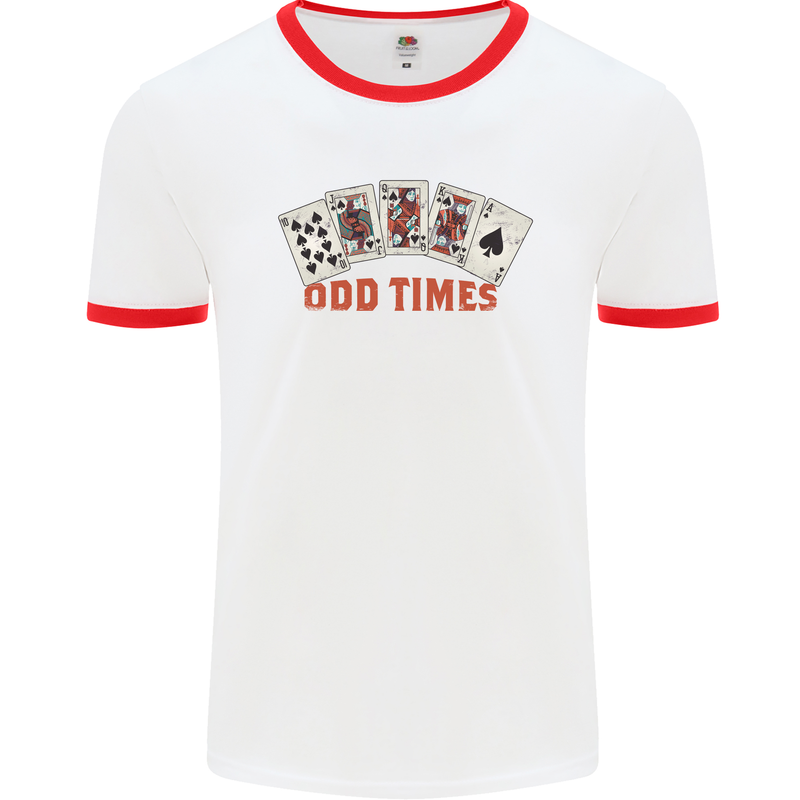 Poker Odd Times Funny Mens Ringer T-Shirt White/Red