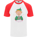 Always Hungry Elf Funny Christmas Food Xmas Mens S/S Baseball T-Shirt White/Red