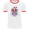 Biker Santa Christmas Motorcycle Motorbike Mens Ringer T-Shirt White/Red