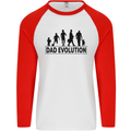 Dad Evolution Fathers Day Mens L/S Baseball T-Shirt White/Red