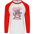 A Rat Born To Be a Unicorn Funny Mens L/S Baseball T-Shirt White/Red