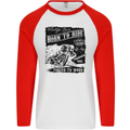 Cafe Racer Biker Motorcycle Motorbike Mens L/S Baseball T-Shirt White/Red