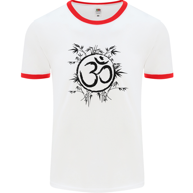 Yoga Symbol Sketch Meditation Mens Ringer T-Shirt White/Red