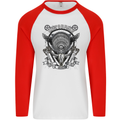 Motorbike Club Motorcycle Biker Mens L/S Baseball T-Shirt White/Red