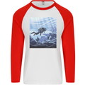 A Deep Sea Scuba Diver Diving Mens L/S Baseball T-Shirt White/Red