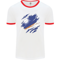 Torn Marshall Islands Flag Day Football Mens Ringer T-Shirt White/Red