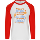 Wear Your Smile Feel Good Happy Joy Love Mens L/S Baseball T-Shirt White/Red