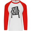 Black Lives Matter Sign Racial Equality Mens L/S Baseball T-Shirt White/Red