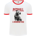 Pitbull Warrior Dog Mens Ringer T-Shirt White/Red