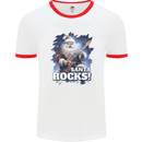 Santa Rocks Christmas Guitar Music Heavy Metal Mens Ringer T-Shirt White/Red