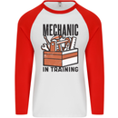 Mechanic in Training Funny Mens L/S Baseball T-Shirt White/Red