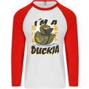 I'm a Duckja Funny Duck Ninja Mens L/S Baseball T-Shirt White/Red