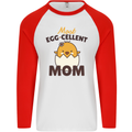 Mother's Day Easter Most Egg-cellent Mom Mens L/S Baseball T-Shirt White/Red