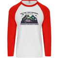 Camping & Bird Watching Funny Mens L/S Baseball T-Shirt White/Red