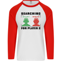 Player Two Wanted Funny Singles Day Gamer Mens L/S Baseball T-Shirt White/Red