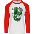 Gym The Pakistan Flag Ripped Muscles Effect Mens L/S Baseball T-Shirt White/Red