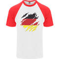 Torn Germany Flag German Day Football Mens S/S Baseball T-Shirt White/Red