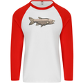 A Bolan Fish Fishing Fisherman Mens L/S Baseball T-Shirt White/Red