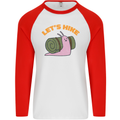 Let's Hike Funny Slug Trekking Walking Mens L/S Baseball T-Shirt White/Red