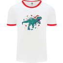 Angry Christmas T-Rex Xmas Dinosaur Mens Ringer T-Shirt White/Red