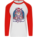 Bah Humbug Grumpy Christmas Owls Mens L/S Baseball T-Shirt White/Red