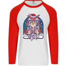 Bah Humbug Grumpy Christmas Owls Mens L/S Baseball T-Shirt White/Red